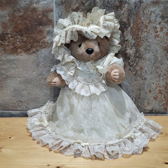 VTG Bearly People Victorian Lacey Dress Bear 1987